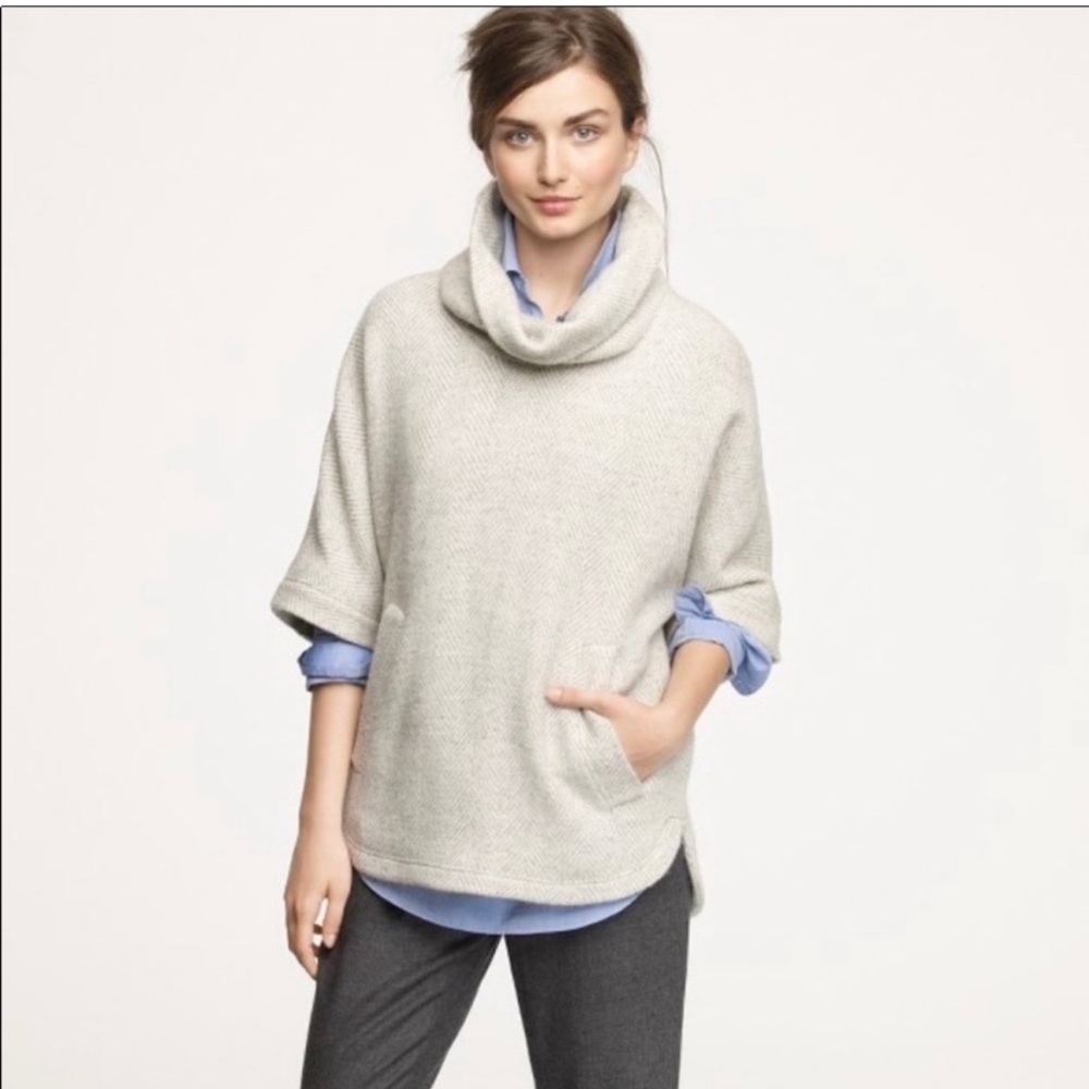 J. Crew Herringbone Cowl-neck Sweater